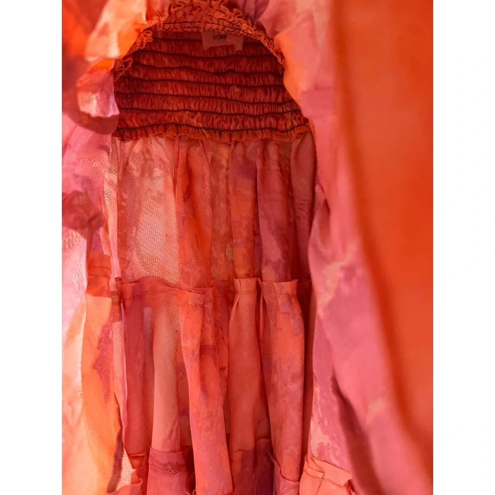 Pahiesa Formentera Silk Mini Skirt XS Tiered Smocked Ruffle Boho